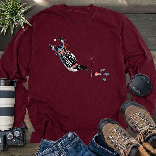 Geometric Loon On The Hunt Long Sleeve T-shirt