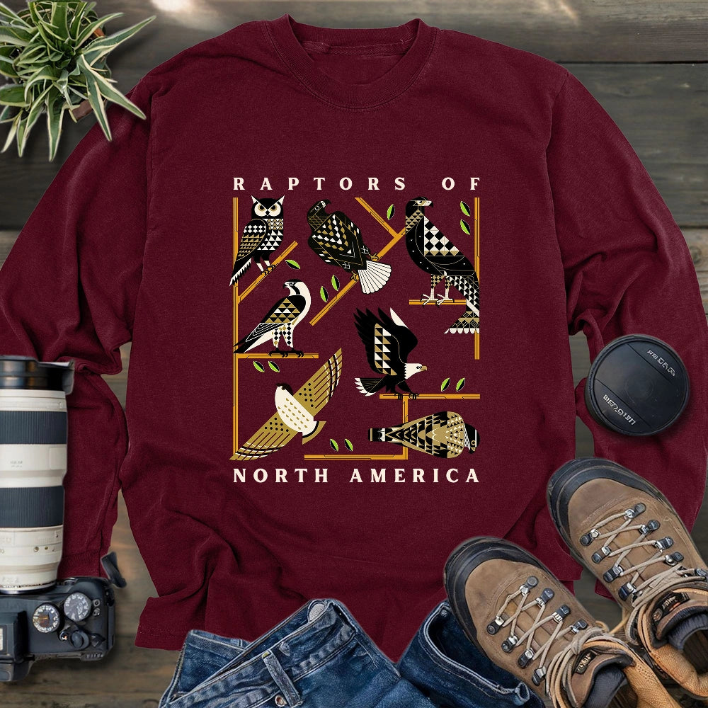 Geometric Raptors Of America Long Sleeve T-shirt