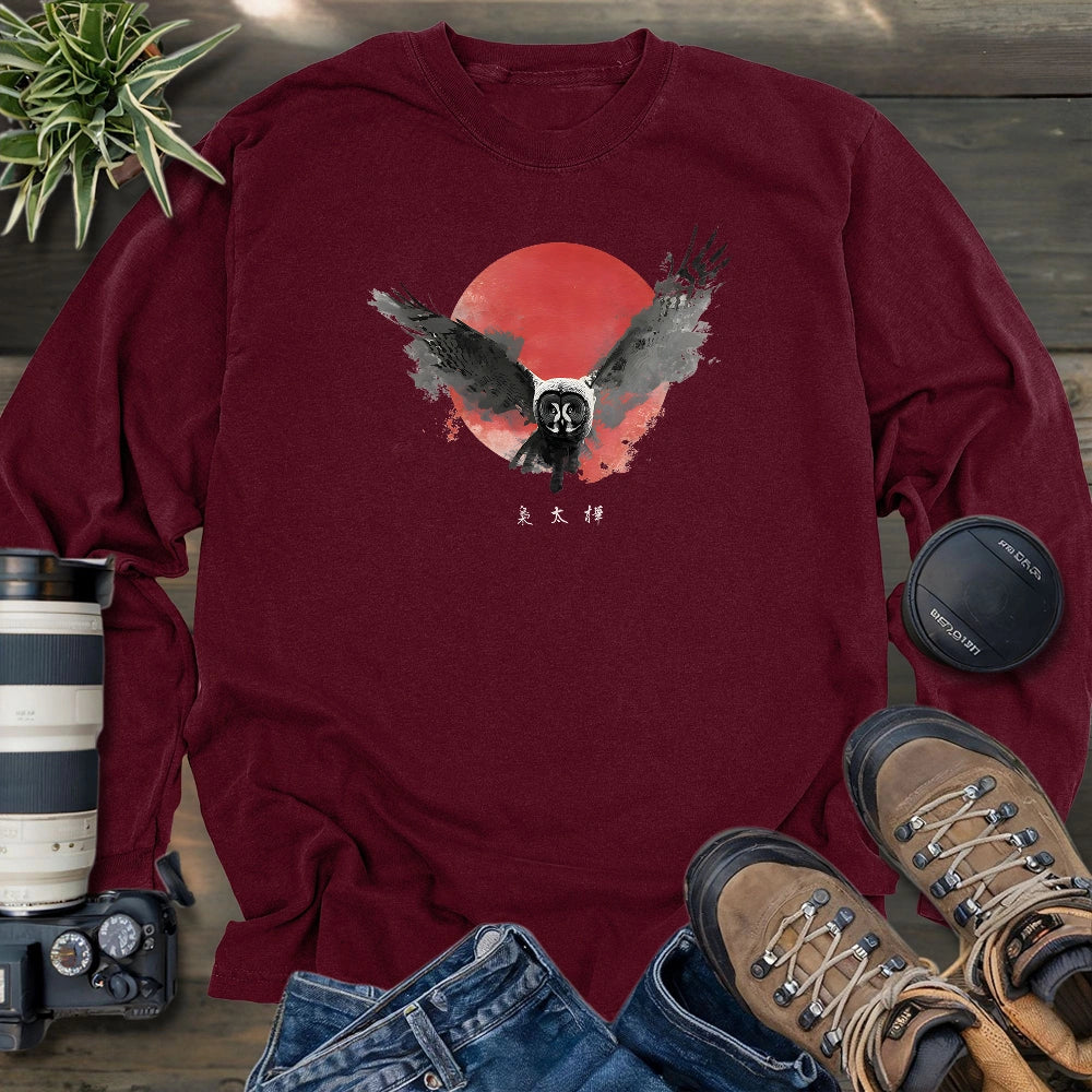Great Grey Owl At Nightfall Long Sleeve T-shirt