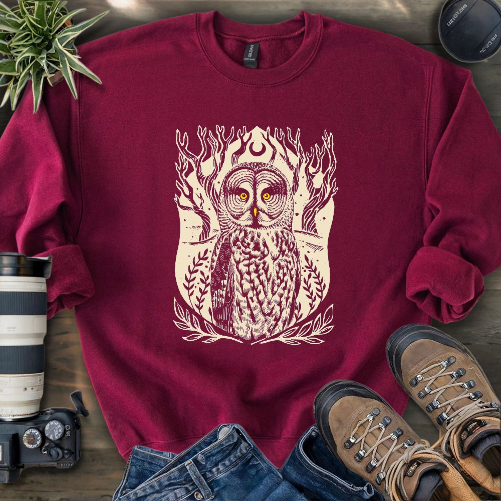 Great Grey Owl Linocut Sweatshirt
