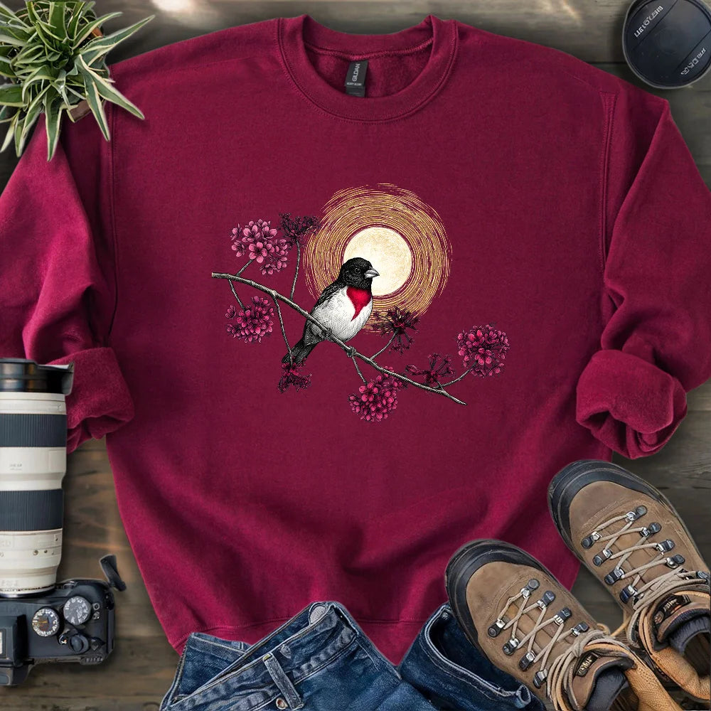 Grosbeak Under Forest's Moonlight Sweatshirt