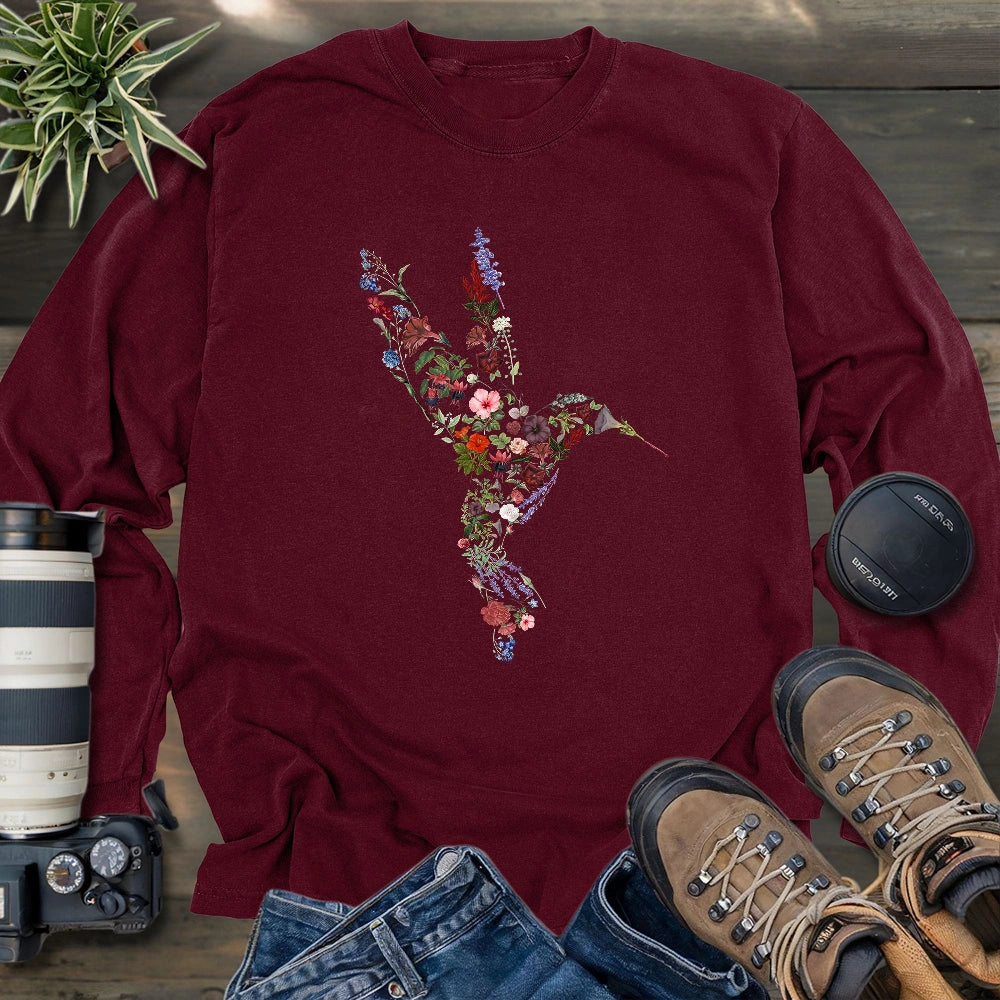 Hummingbird Made By Flowers Long Sleeve T-shirt