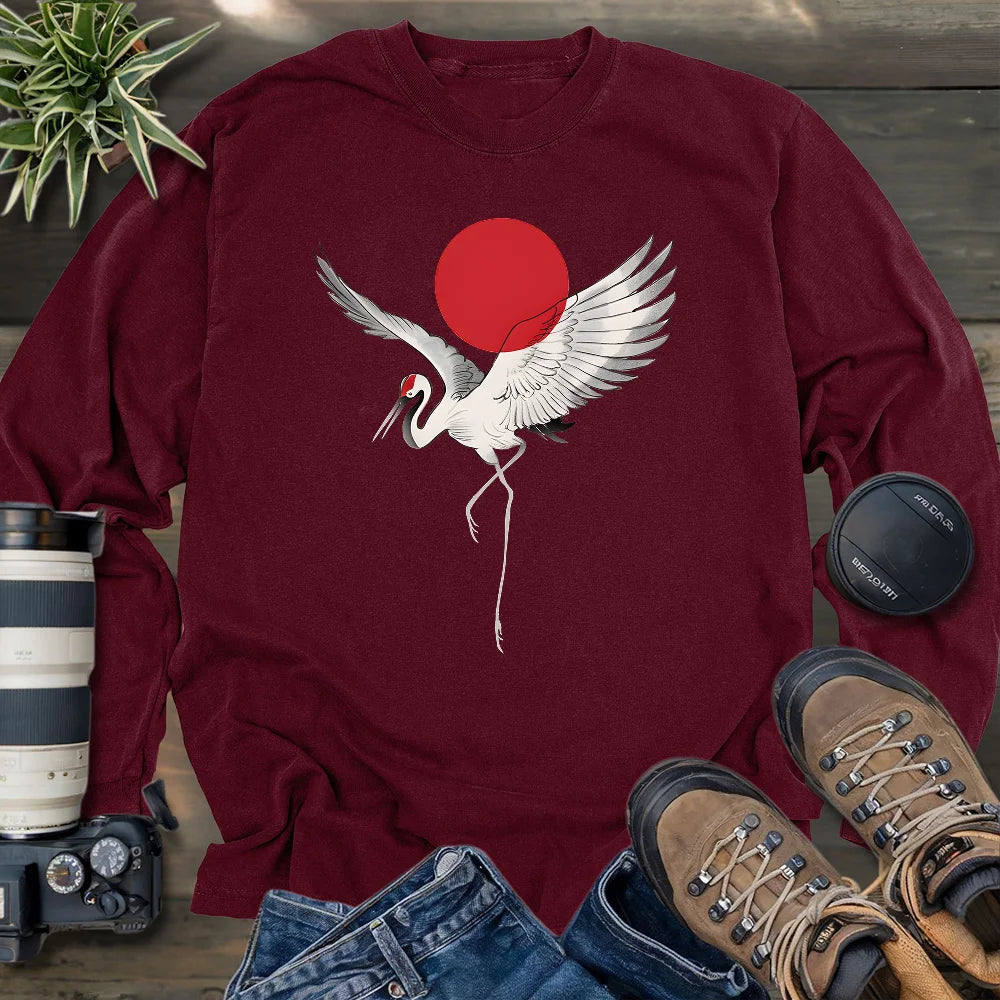 Japan Sun Crane Long Sleeve T-shirt