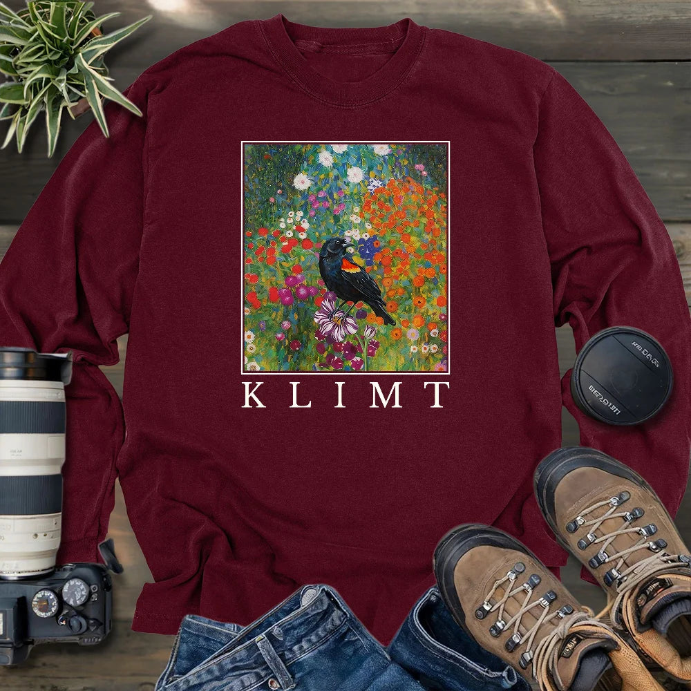 Klimt Blackbird Long Sleeve T-shirt