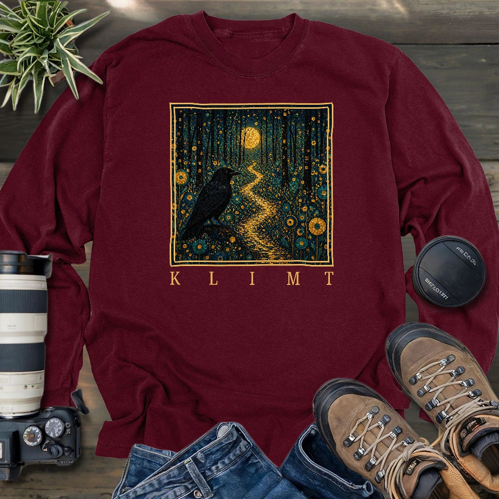 Klimt Crow On Golden Road Long Sleeve T-shirt