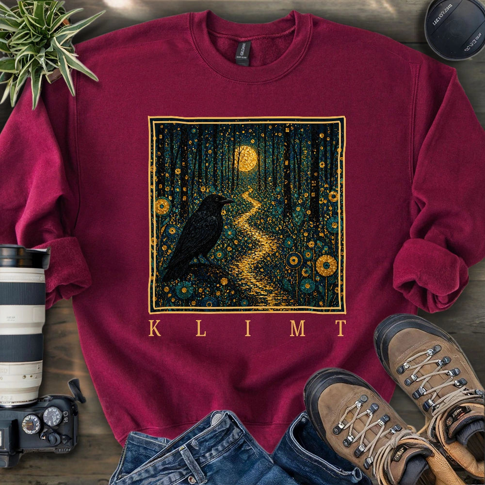 Klimt Crow On Golden Road Sweatshirt