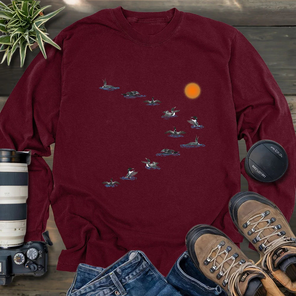 Loons Dancing - Sunset Long Sleeve T-shirt