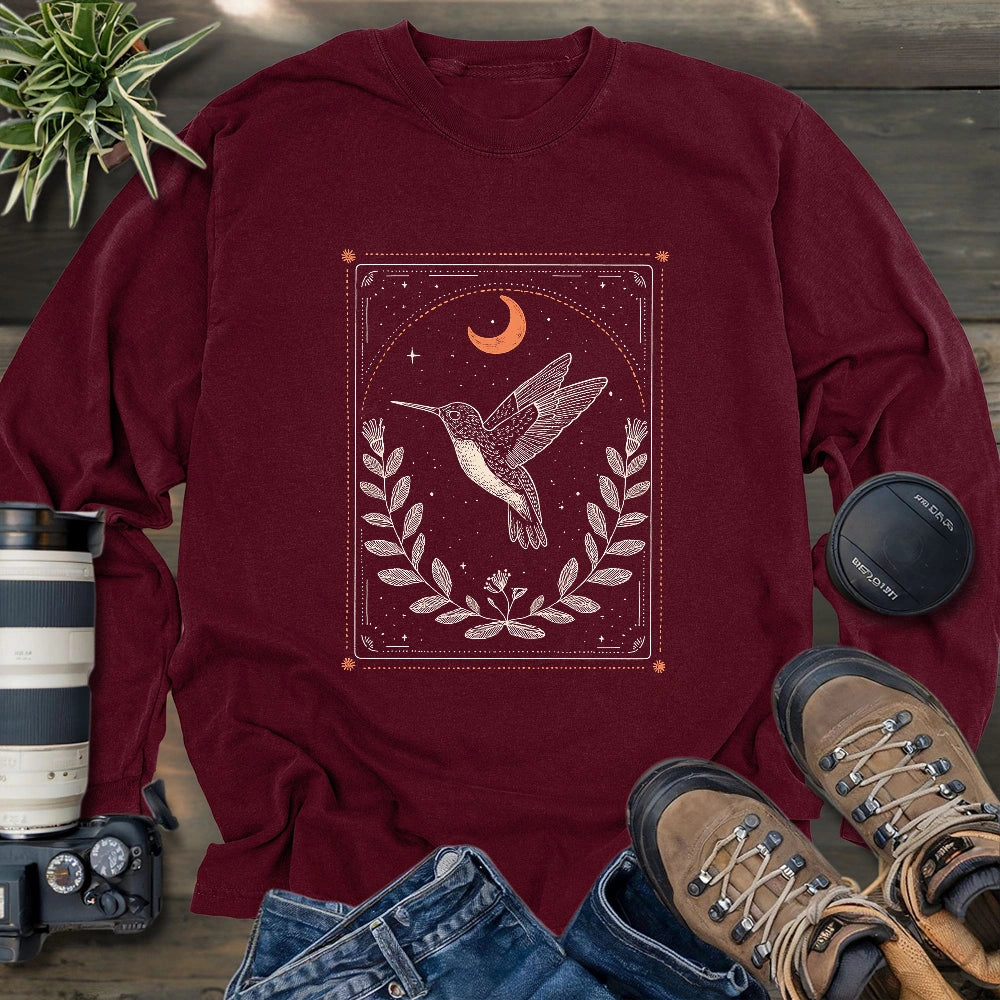 Moon Card Hummingbird Long Sleeve T-shirt