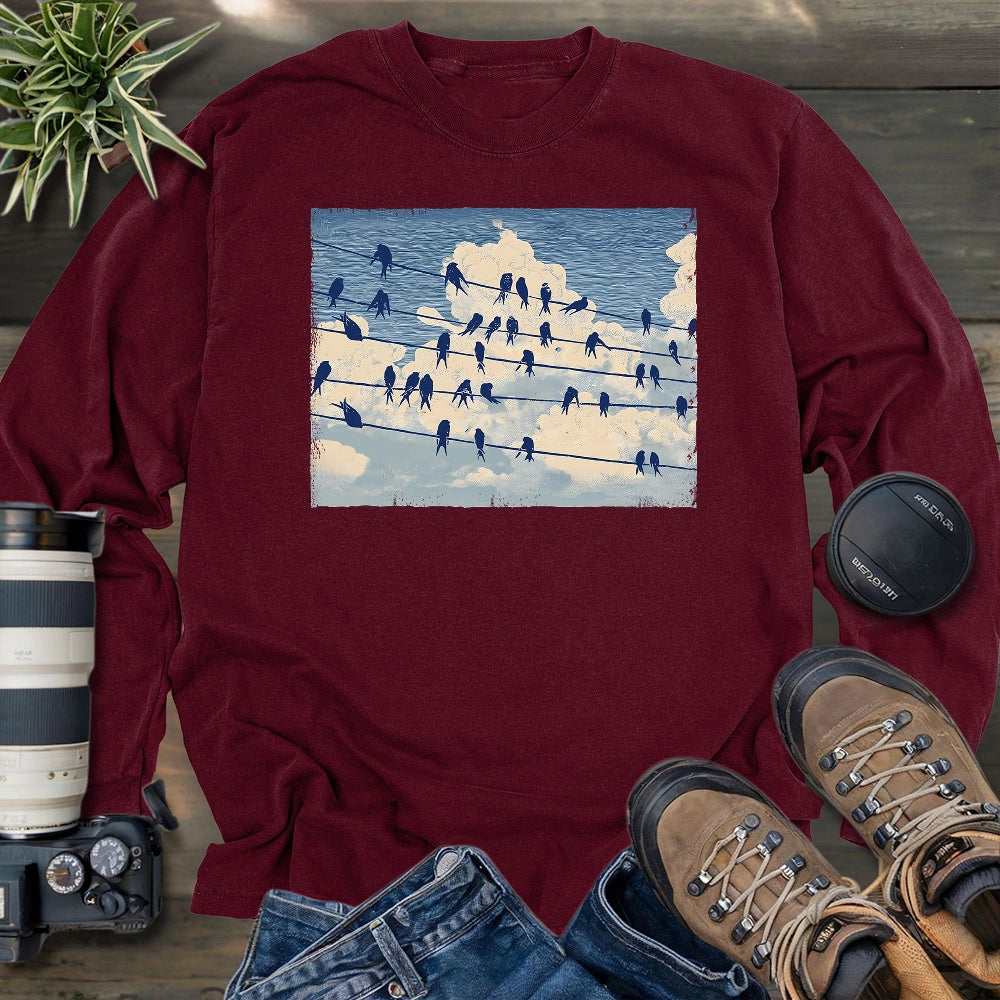 Music Stave On The Sky Long Sleeve T-shirt