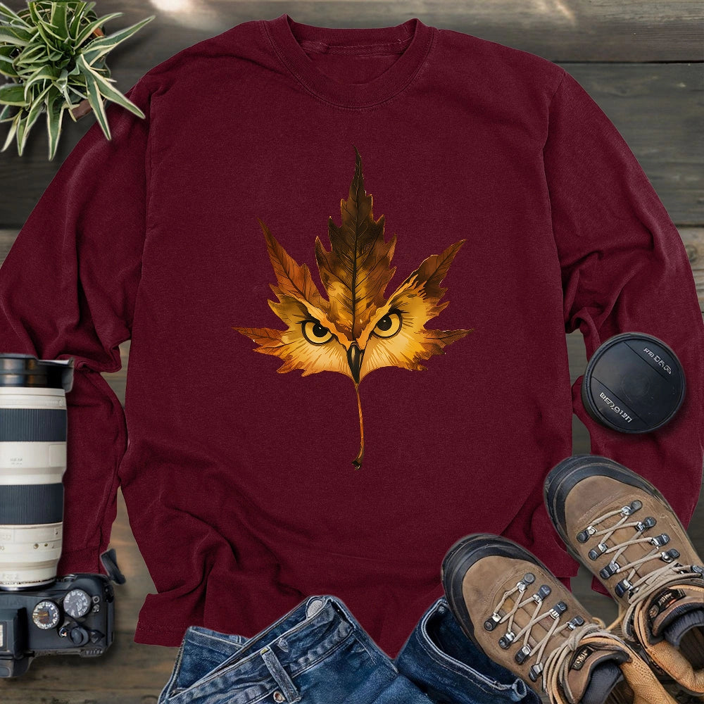 Owl Mapple Leaf Long Sleeve T-shirt