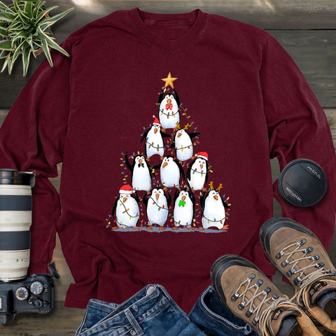 Penguin Christmas Tree Long Sleeve T-shirt