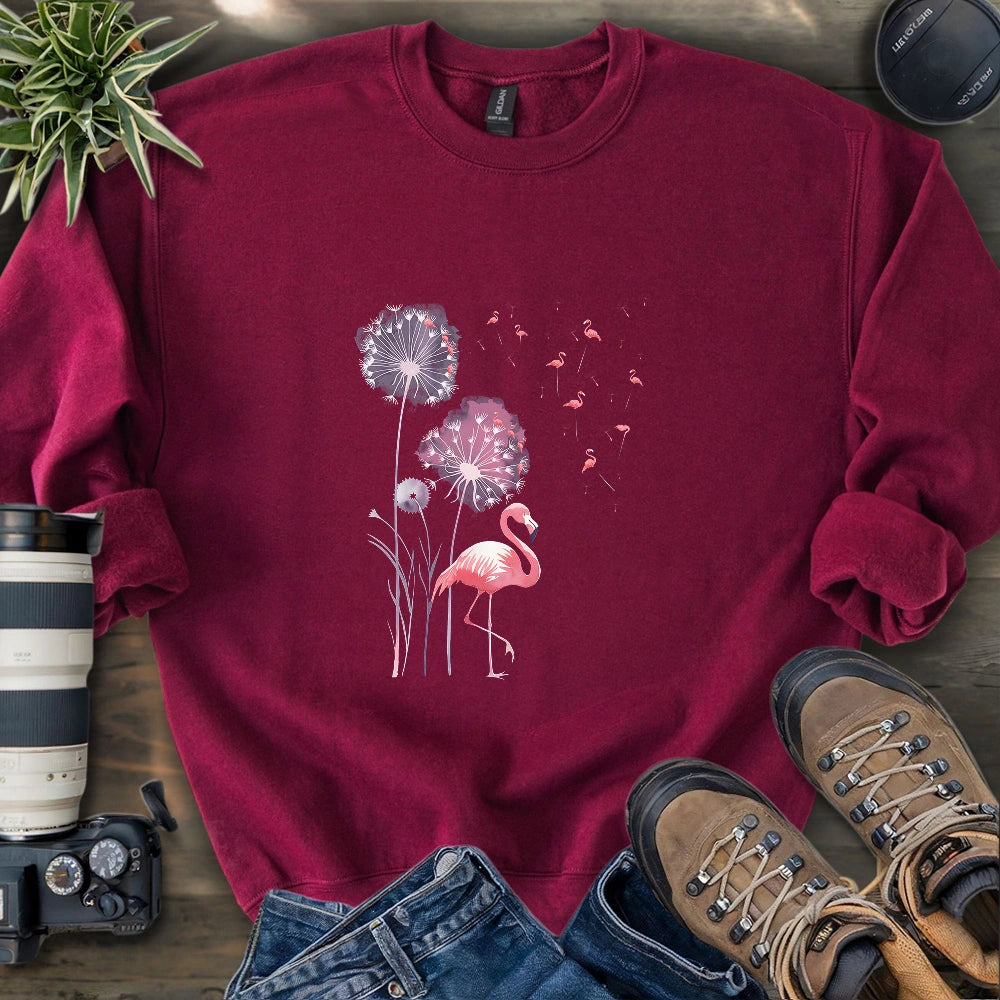 Pink Flamingo Dandelion Sweatshirt