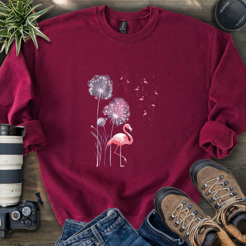 Pink Flamingo Dandelion Sweatshirt