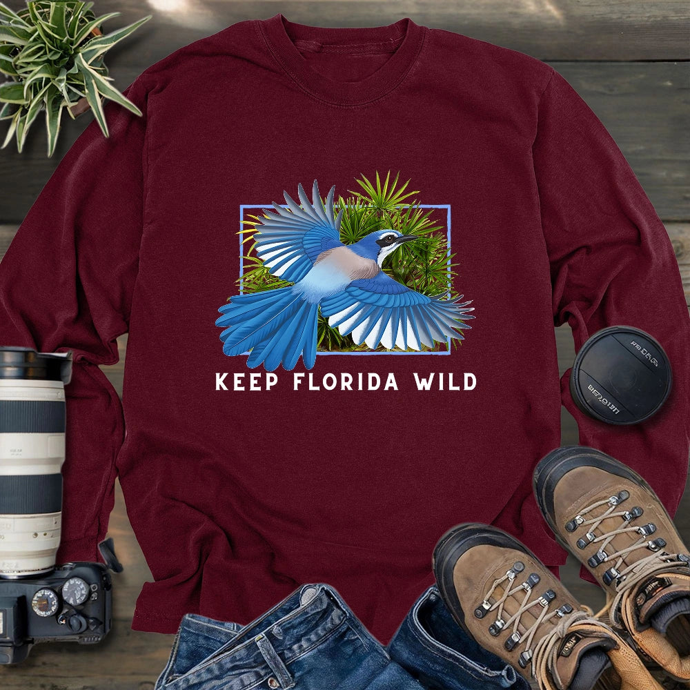 Protect Florida Scrub Jay Long Sleeve T-shirt