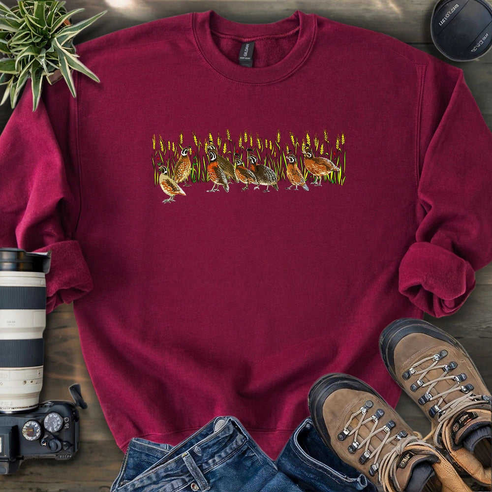 Quails At Wheat Field Sweatshirt