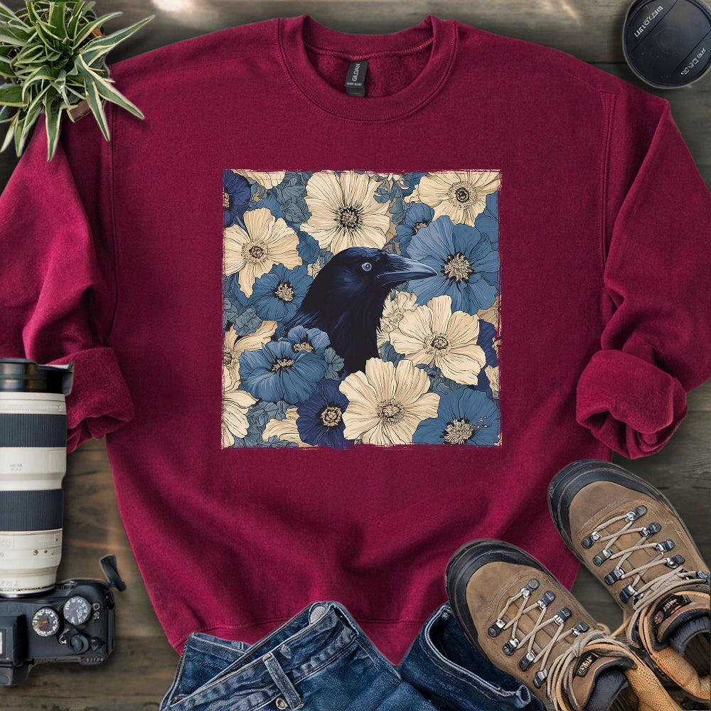 Raven In Flower Field Sweatshirt