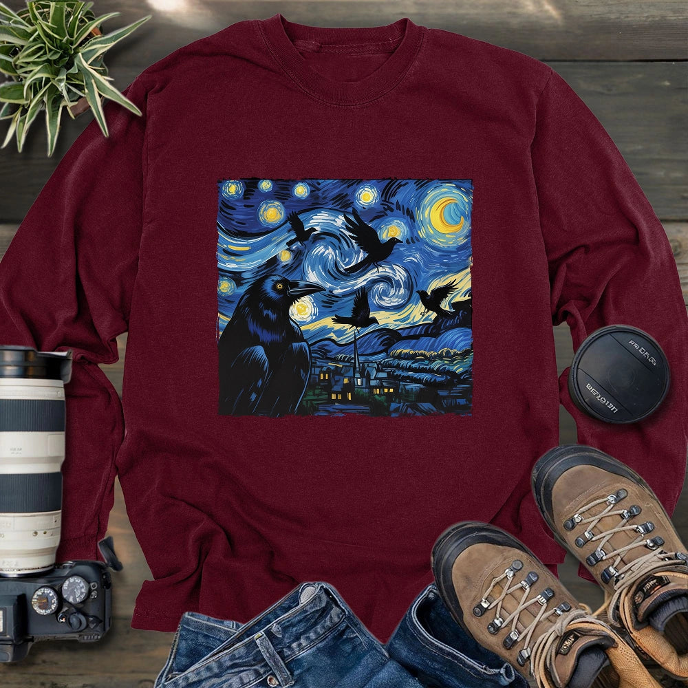 Raven Starry Night Long Sleeve T-shirt