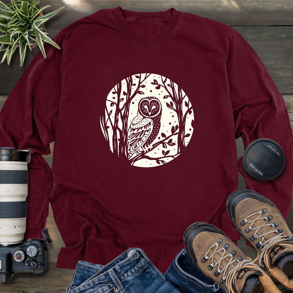 Simple Winter Barn Owl Long Sleeve T-shirt