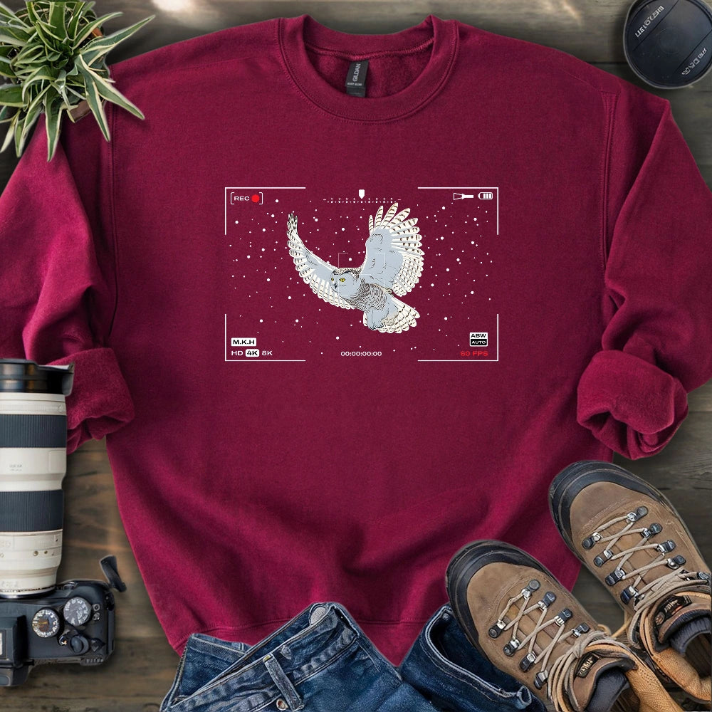 Snowy Owl In Snow Sweatshirt