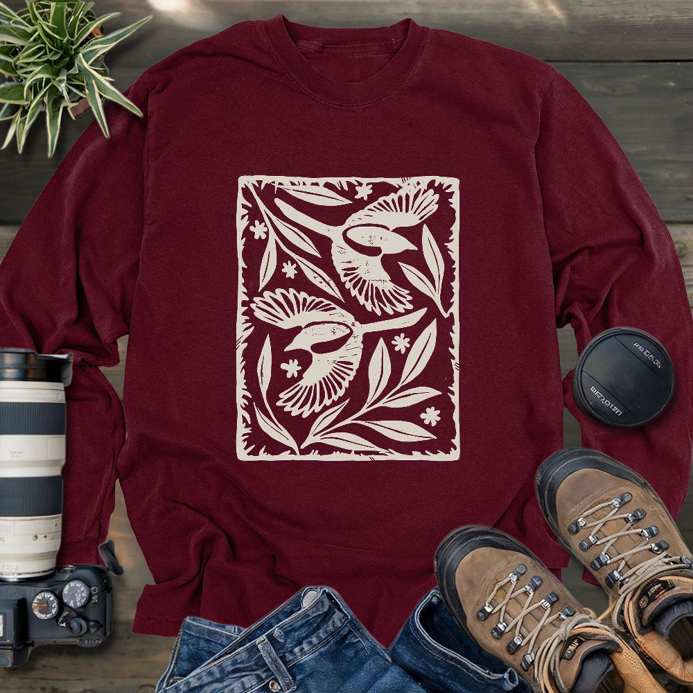 Sparrow Among Petals Long Sleeve T-shirt