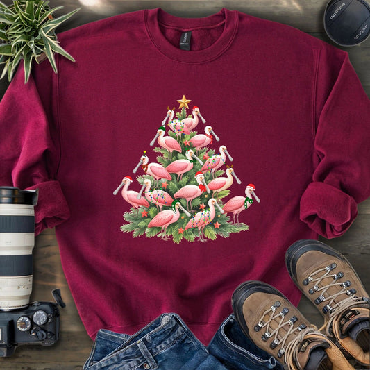 Spoonbill Christmas Tree Sweatshirt
