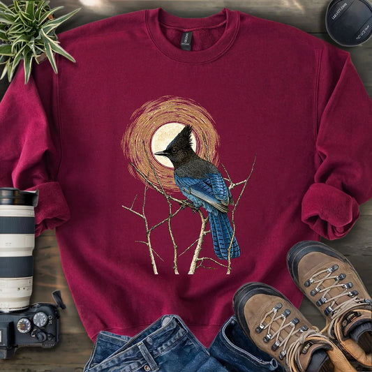 Steller's Jay Under Forest Moonlight Sweatshirt