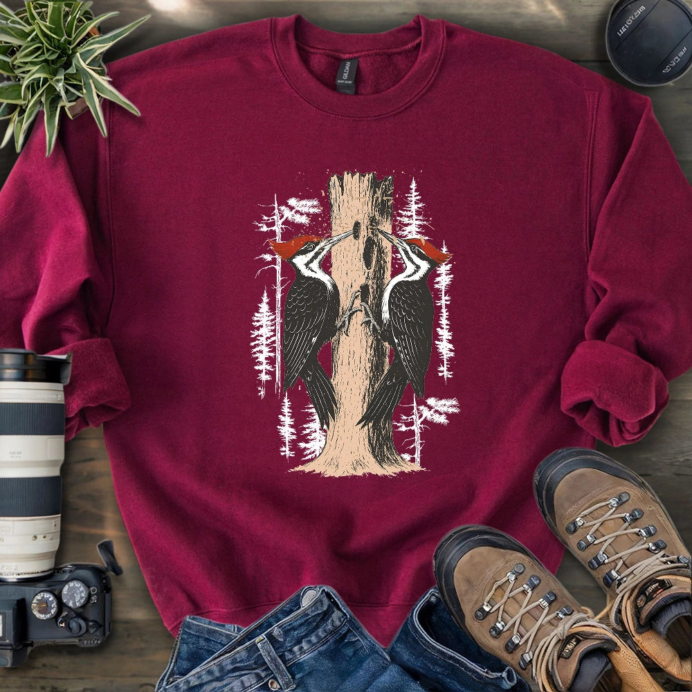 Twin Woodpeckers Drumming Sweatshirt