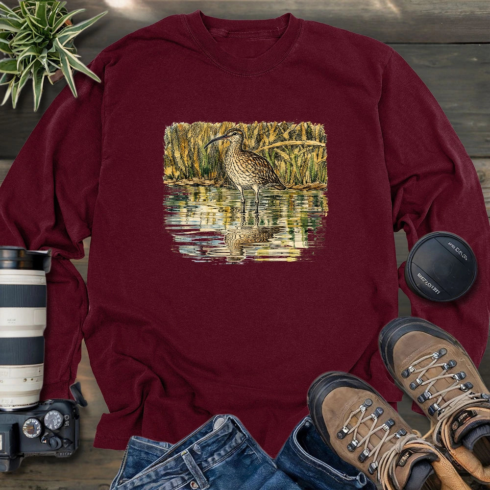 Whimbrel Shadow On Water Long Sleeve T-shirt