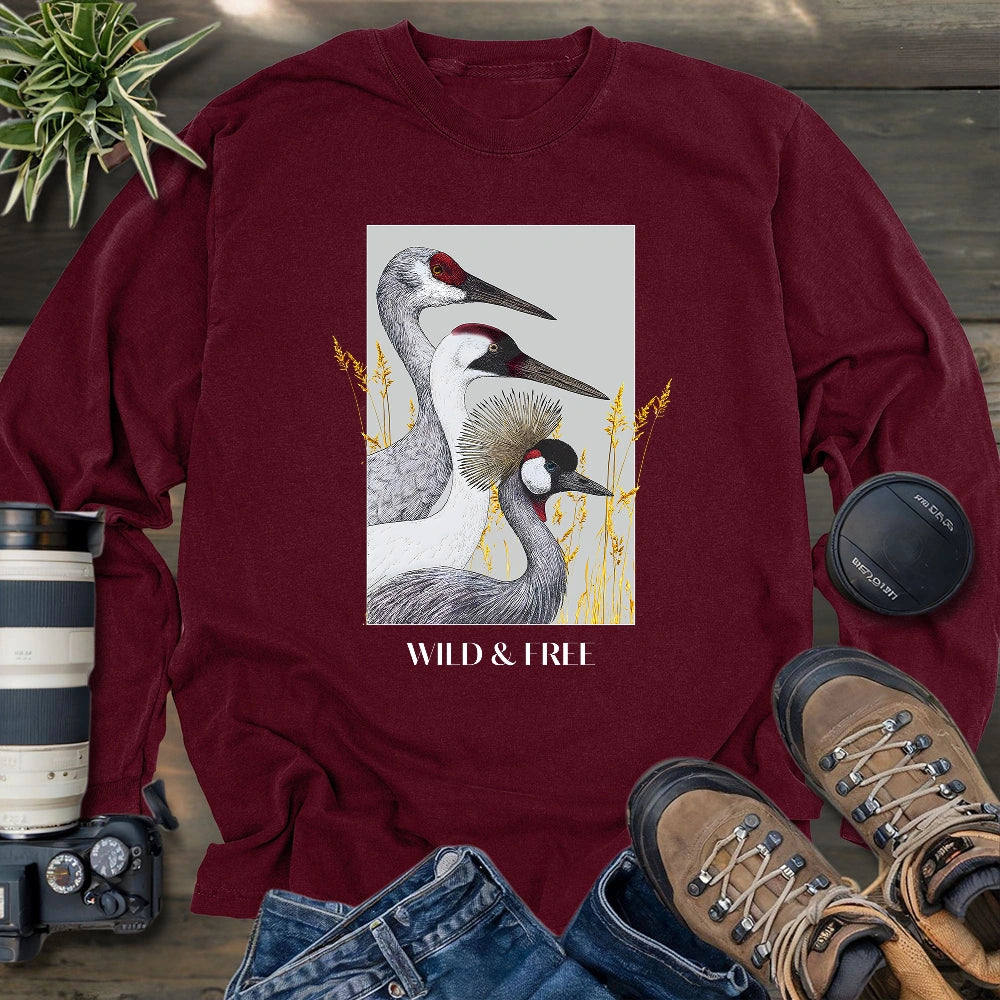 Wild Cranes Must Be Protected Long Sleeve T-shirt