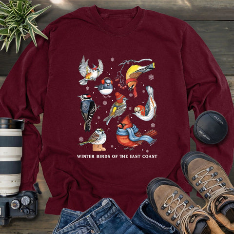 Winter Birds Of East Coast Long Sleeve T-shirt