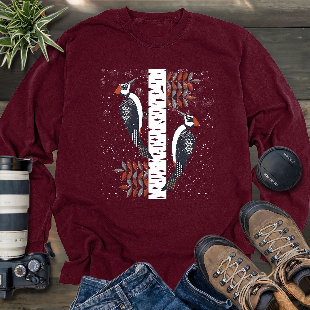 Winter Woodpeckers Long Sleeve T-shirt