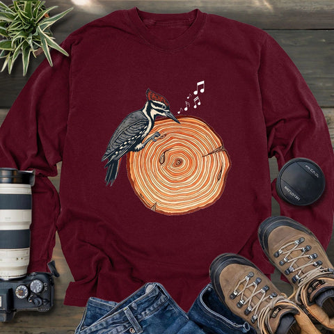 Woodpecker Playing Vinyl Long Sleeve T-shirt