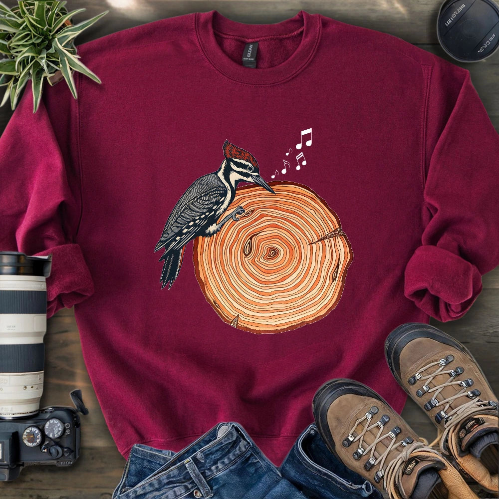 Woodpecker Playing Vinyl Sweatshirt