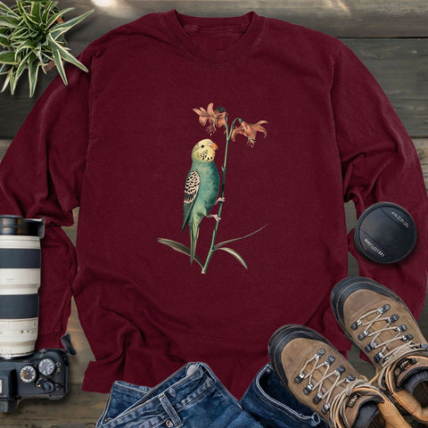 Budgerigar And Lily Long Sleeve T-shirt