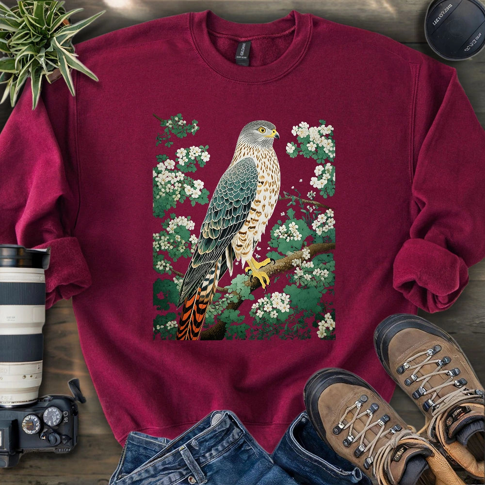 Hawk in Bloom Sweatshirt – BirderyTees
