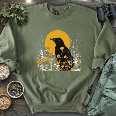American Crow With Poppies Sweatshirt
