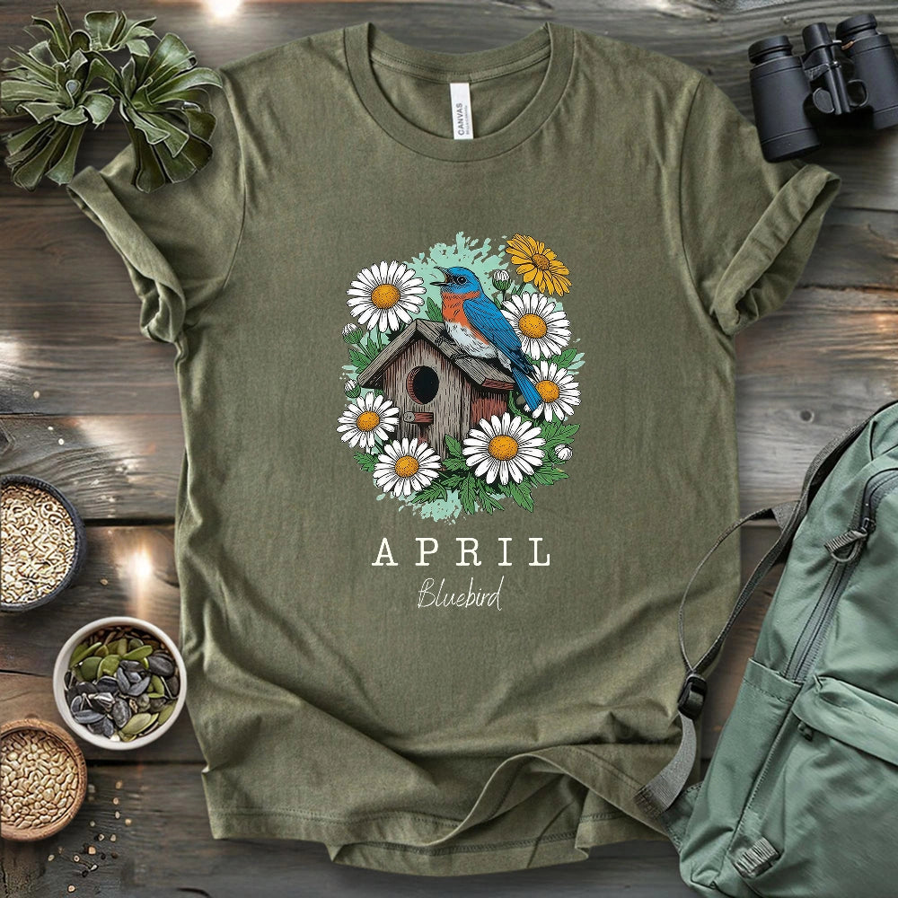 April Bluebird & Bird House T-shirt