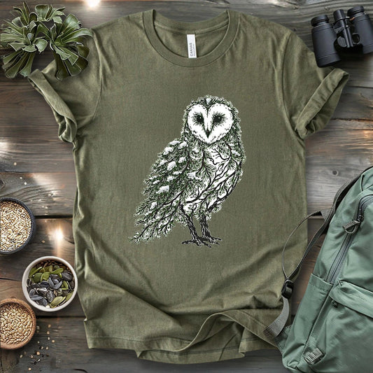 Barn Owl Made By Leaves T-shirt