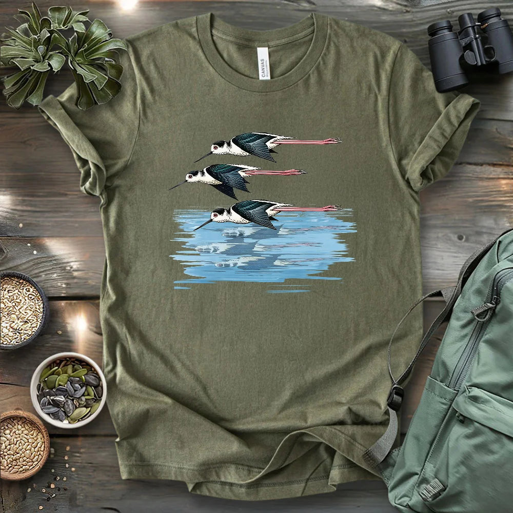 Black Necked Stilts Trio T-shirt