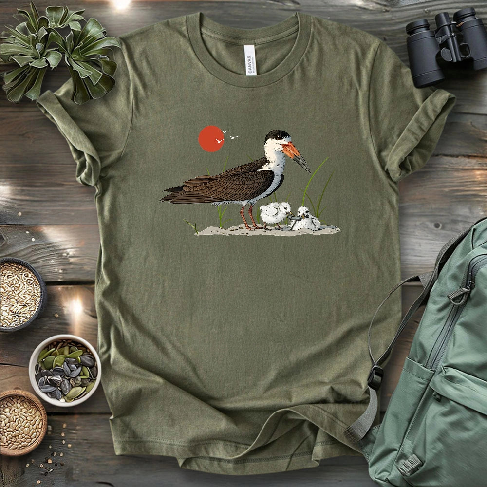 Black Skimmer With Chicks T-shirt