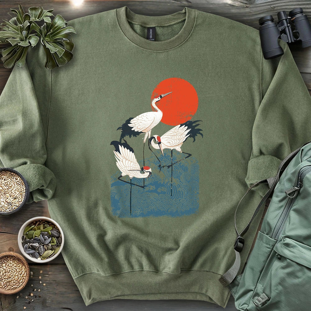 Crimson Sun Cranes Sweatshirt