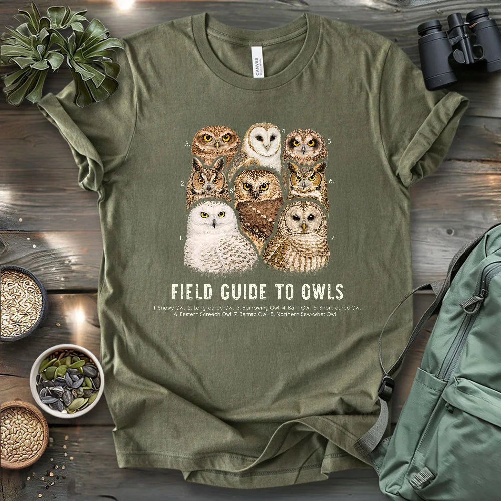 Field Guide To Owls T-shirt