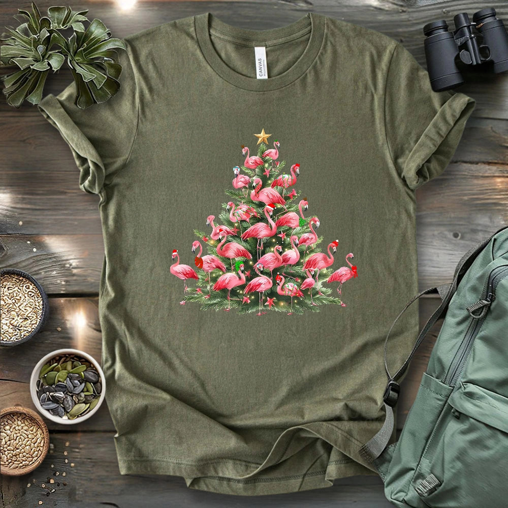 Flamingo Christmas Tree T-shirt