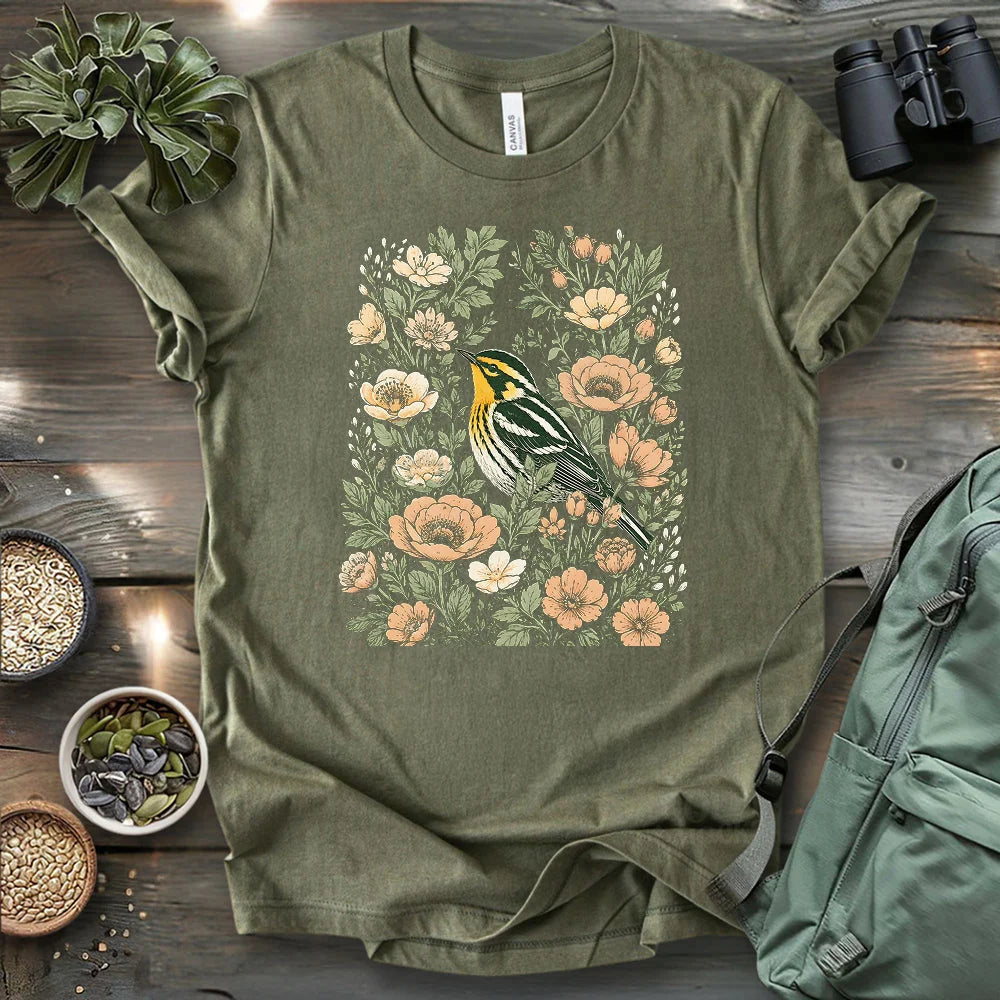 Floral Blackburnian Warbler T-shirt