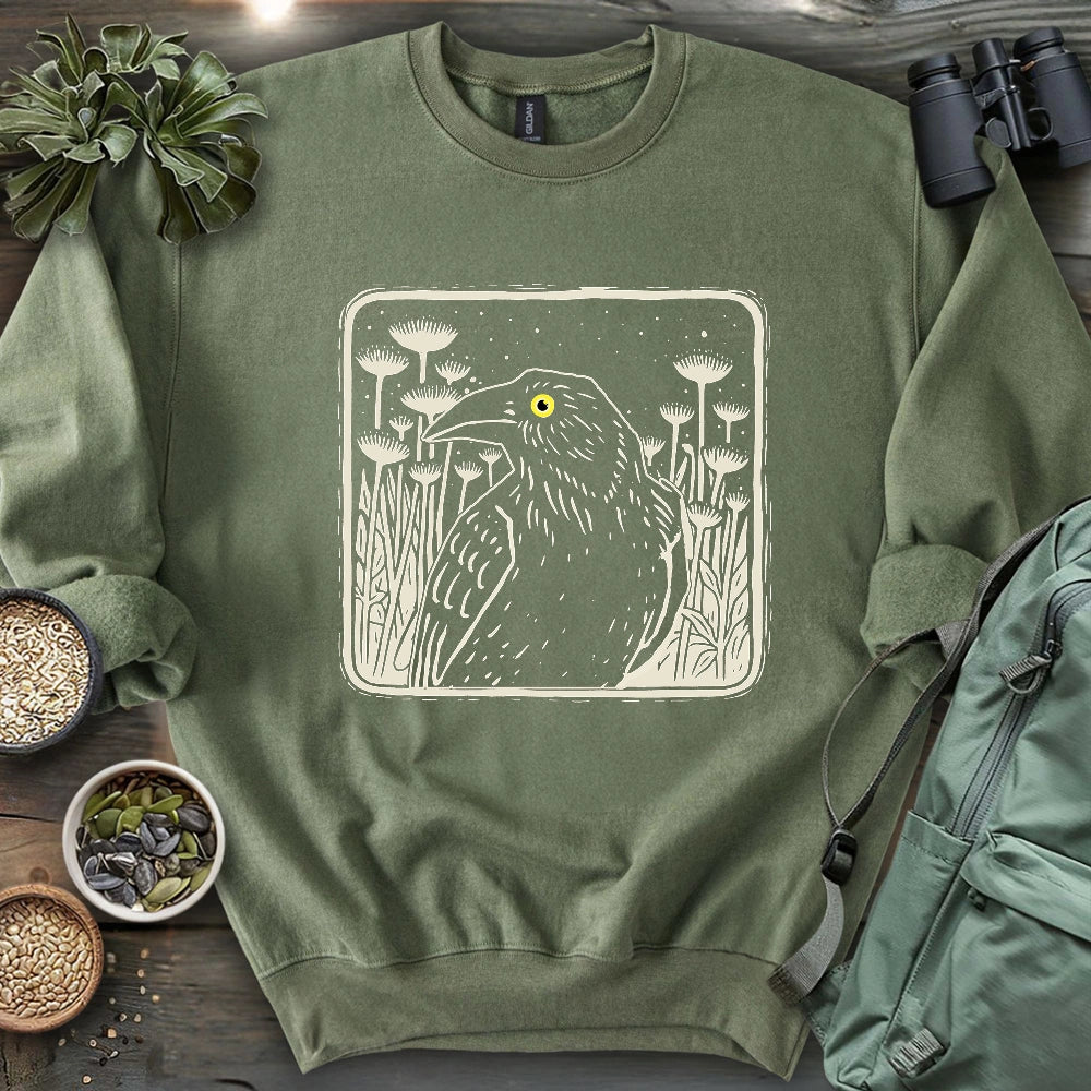 Floral Crow Silhouette Sweatshirt