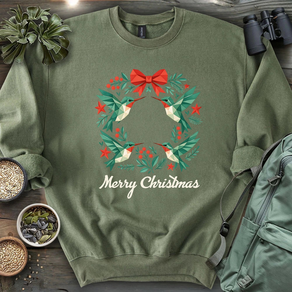 Geometric Hummingbird Wreath Sweatshirt
