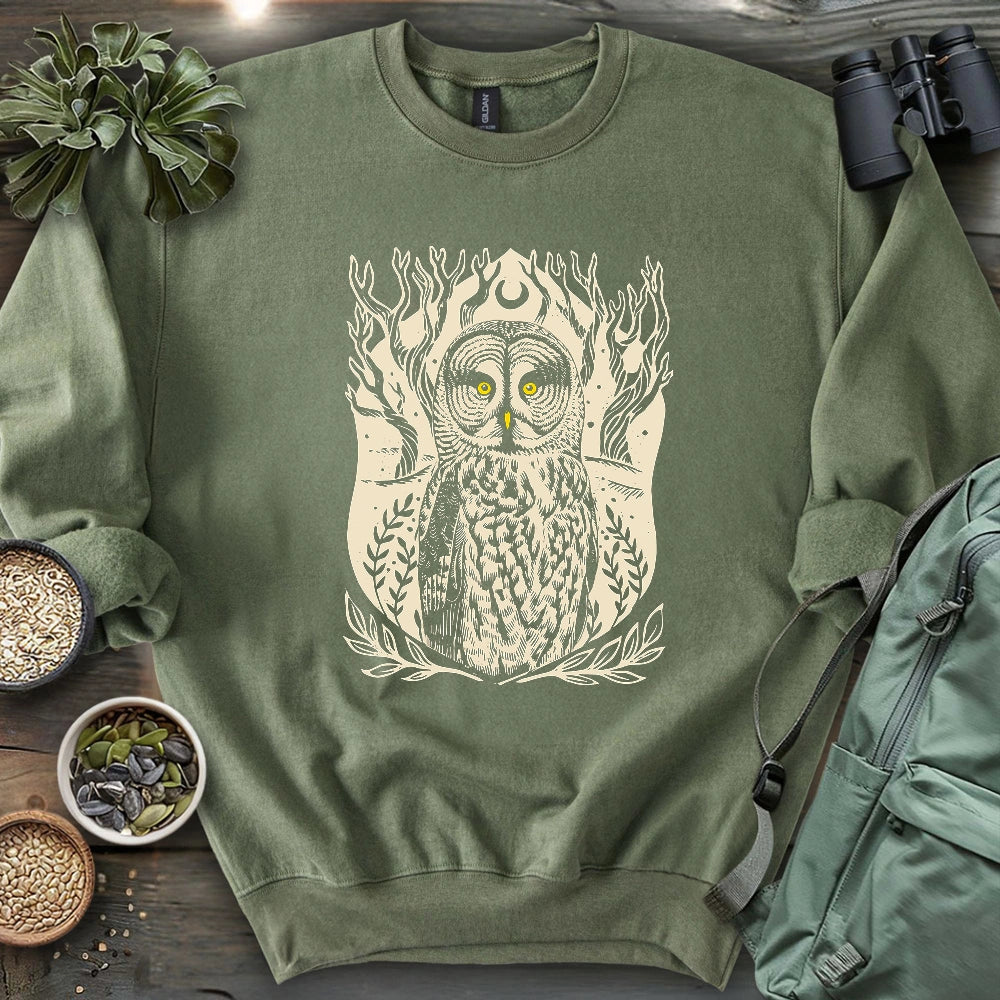 Great Grey Owl Linocut Sweatshirt