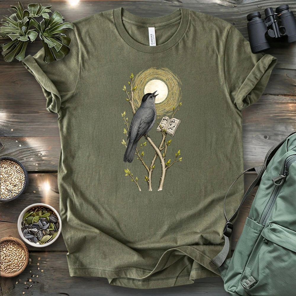 Grey Cat Bird Diva T-shirt