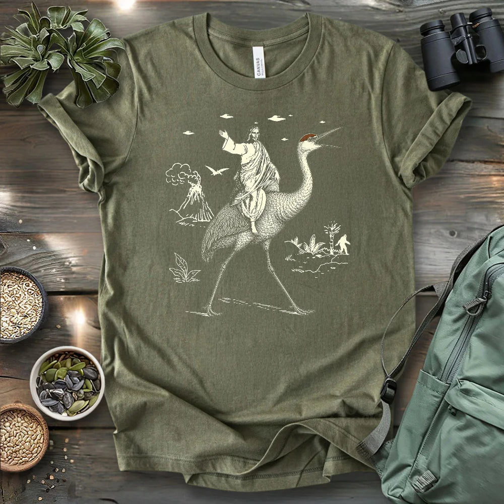 Jesus Riding Sandhill Crane T-shirt