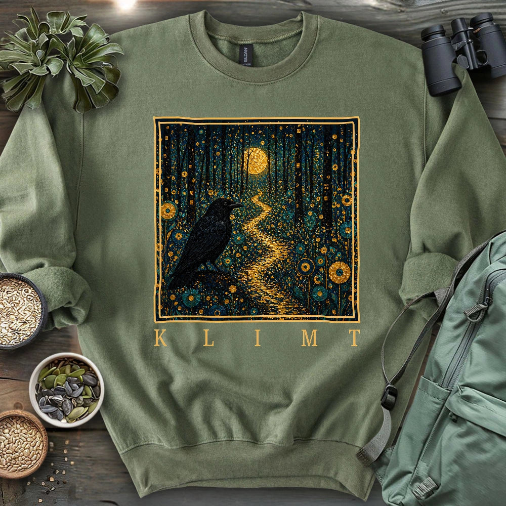 Klimt Crow On Golden Road Sweatshirt